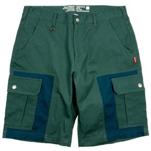 TMCAZ 斜纹卡其布多色拼接多口袋宽松工装硬挺水洗短裤