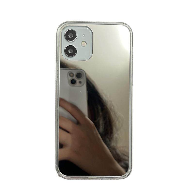 适用于OPPOReno14手机壳FindX8pro银色电镀A58补妆镜面A93s简约A55个性1+12补妆镜子A96硅胶