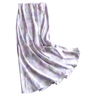 紫色晕染缎面鱼尾裙高腰垂感a字裙2025夏季新款长裙女半身裙C307