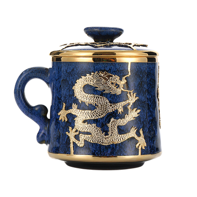 康乐品景德镇金镶玉建盏主人杯陶瓷过滤个人杯复古办公会议泡茶杯