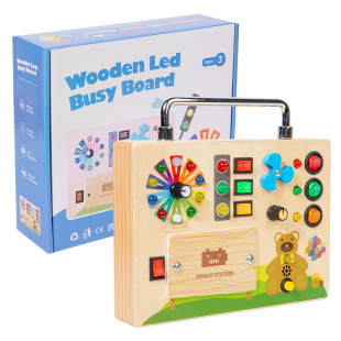 蒙氏日常生活教具led开关灯忙碌板手眼动作协调木制儿童早教玩具