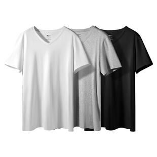 3件|七匹狼男士短袖男款v领t恤纯棉打底汗衫全棉薄款鸡心低领体恤