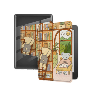 适用Kindle磁吸分离Paperwhite猫咪图书馆电纸书kpw1小熊2创意3透明壳4/5第11/12代658青春版958电子书保护套