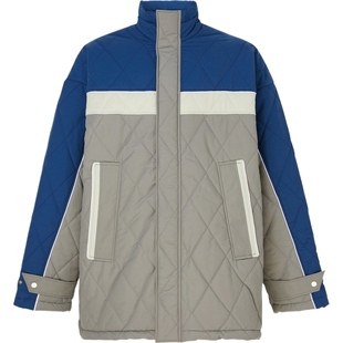 【折扣】EGONLAB 秋冬男宽松绗缝带填充物棉质混纺斜纹布外套