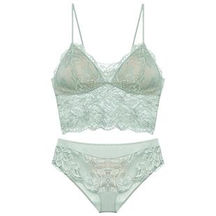 内衣背心式吊带胸垫法式蕾丝无钢圈小胸文胸吊带一体内搭舒适柔软