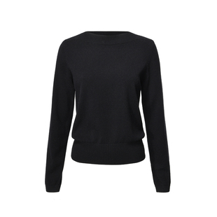 VER TOW【和慌慌同款】羊毛羊绒一字领套衫 打底毛衣简约针织衫