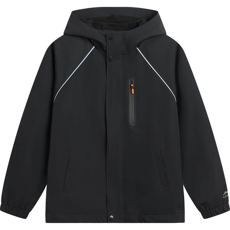 李宁儿童加绒风衣男孩新款男童装中大童青少年冬季防泼水外套冬装