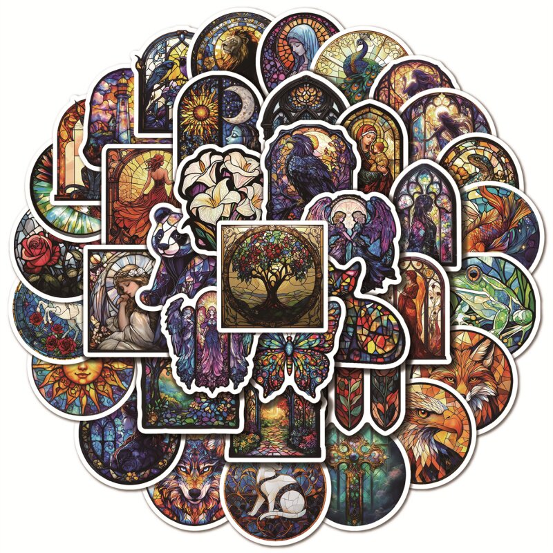 50张高级感玻璃彩绘画动物贴纸