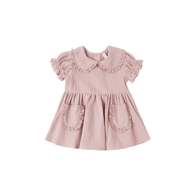 夏季女童甜美娃娃领蕾丝公主裙