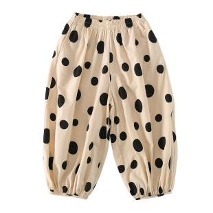 女童灯笼裤春夏2026新款女宝防蚊裤夏季洋气纯棉休闲儿童波点裤子