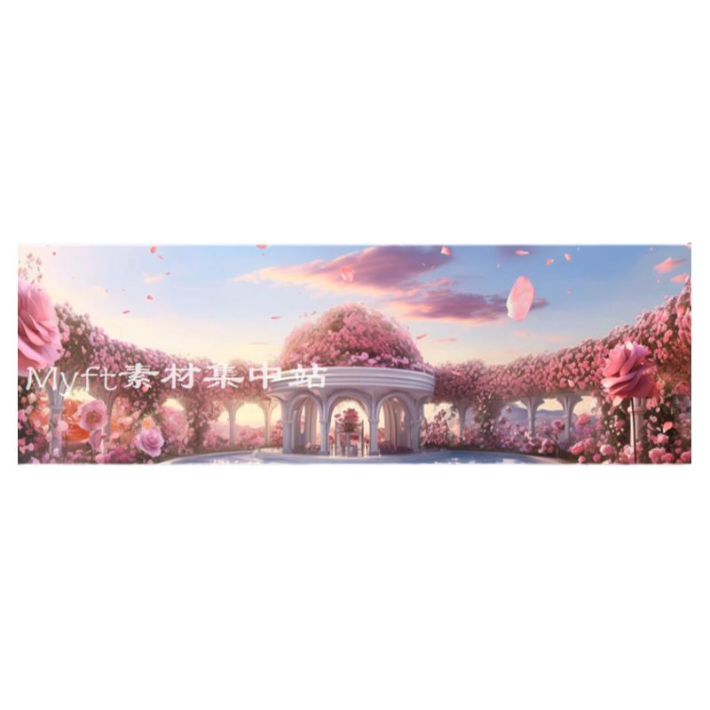 4K超宽屏花园花瓣飘落3D全息投影LED屏幕婚礼舞台背景素材视频