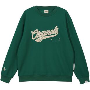 杰克琼斯2023年冬新款outlets宽松加绒字母罗纹圆领套头卫衣男装