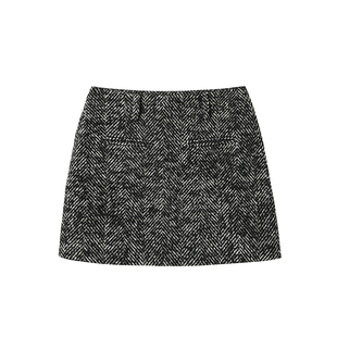 J1M5买手店 UHOOWU 24秋冬 人字纹羊毛迷你裙 设计师品牌