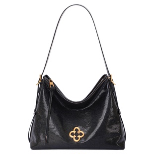 CASSILE卡思乐松涛hobo包水晶植鞣牛皮大容量单肩斜挎通勤托特包