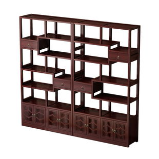博古架竹制中式非实木现代简约风置物架茶室摆件展示柜隔断多宝格
