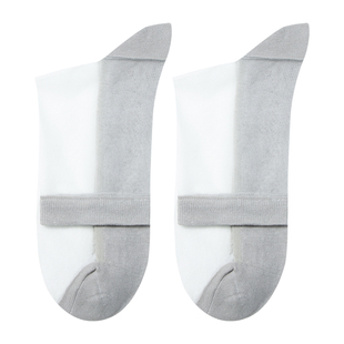 新款男丝袜超薄水晶玻璃男袜夏季薄款短筒防滑棉底镂空