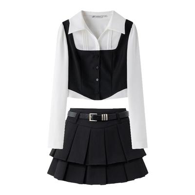 JK制服套装学院风假两件衬衫裙