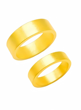 手工金包银平底磨砂实心戒指