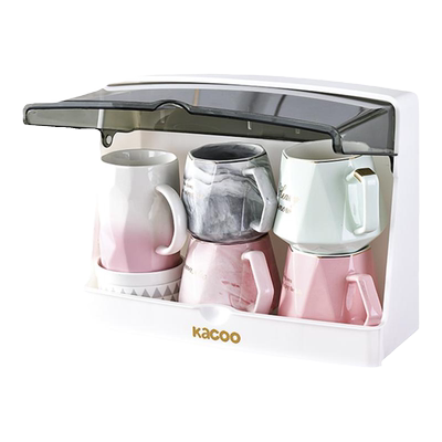 可壁挂茶杯架防尘杯子收纳置物盒