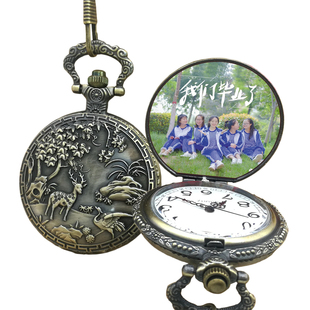 怀表可放照片的定制复古男款学生女款可以放相片吊坠电子机械欧式