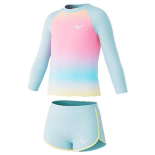 美津浓儿童泳衣女孩分体长袖可爱女童2025年新款保暖中大童游泳装