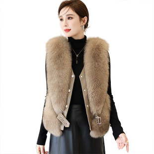 纯狐狸毛毛马甲女真毛背心2025秋冬新正品奢华进口整皮草外套大衣