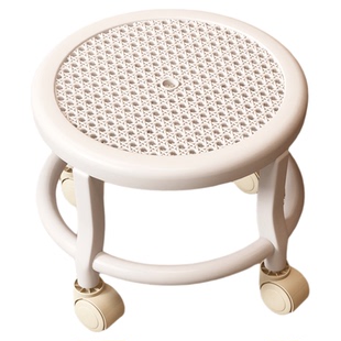 塑料小凳子家用矮凳滑轮移动客厅茶几小坐凳拆快递圆凳懒人滑滑椅