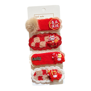 2026马年本命年发夹女儿童边夹侧边前额刘海夹碎发发卡一字夹头饰