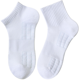 毛巾底袜子女中筒白色跑步运动袜羽毛球网球篮球户外加厚毛圈长袜