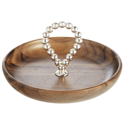 [新品]CHRISTOFLE昆庭Perles珍缘镀银胡桃木碗小食收纳送礼