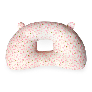 单孔耳枕儿童月牙枕透气护耳大花布荞麦壳珍珠棉填充幼儿定型枕头