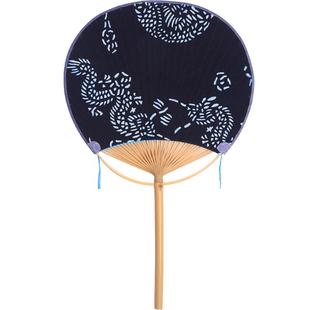 日式布面竹蒲扇 手工文艺团扇竹芭蕉扇 夏季圆扇子老工艺古典纸扇