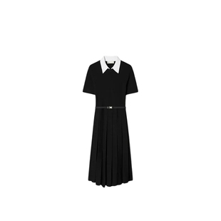TORY BURCH 汤丽柏琦 T MONOGRAM 提花百褶连衣裙 186217