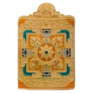 唐卡坛城壳子吊坠鎏金拉萨纯铜双面藏式项链挂牌民族风项坠子小众