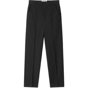 爱居兔通勤休闲裤女秋季职业都市百搭黑色干练九分裤长裤