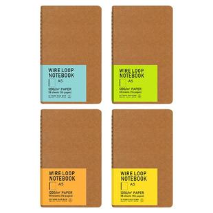 四方伙伴复古双线圈笔记本A6空白牛皮简约记账便携迷你随身便签本口袋本B6加厚线圈本简约会议记事本