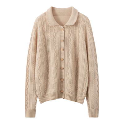 25秋冬新款100%山羊绒女加厚青果领开衫简约亲肤舒适宽松百搭时尚