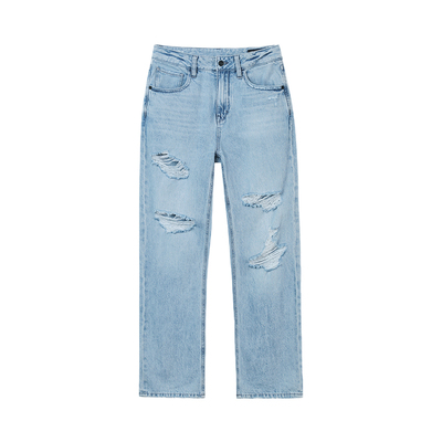 ABLEJEANS夏季男士破洞直筒牛仔