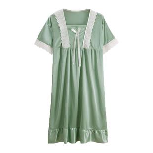 夏季冰丝睡裙女性感睡衣短袖薄款公主风甜美可爱宽松家居服可外穿