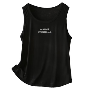 宛宛大码字母刺绣遮肚子无袖女胖mm宽松休闲白色吊带背心内搭打底