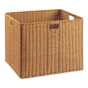 大号仿藤编书架收纳筐定制格子柜置物篮客厅橱柜杂物整理箱编织篮