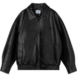 【都林街头】3M新雪丽绗棉复古做旧皮衣夹克美式黑色外套男女童冬