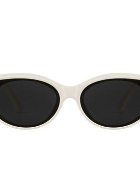 镜音白色猫眼墨镜女2026新款高级感显脸小白框太阳眼镜防紫外线