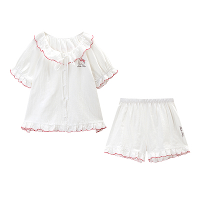 Gukoo/果壳睡衣春夏HelloKitty联名睡裙新款纯棉女士家居服套装B