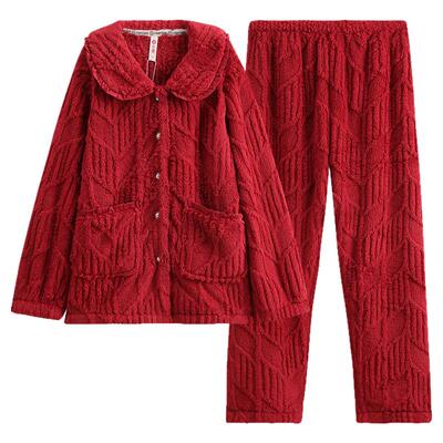 芬腾珊瑚绒情侣睡衣秋冬加厚套装