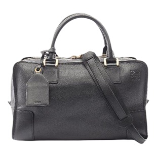 中古Loewe罗意威女包B级9新Amazona36牛皮斜挎包黑色BRANDOFF