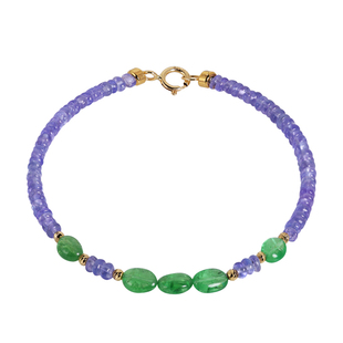 若华珠宝兰紫 坦桑石串珠手链女18K金沙弗莱石榴石宝石手串定制