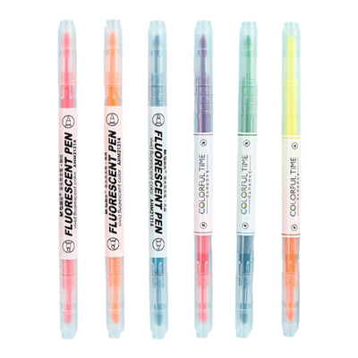 晨光文具荧光笔双头斜头圆头