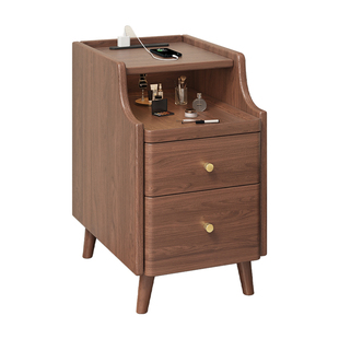 实木床头柜子家用卧室置物架极窄床边柜20cm小型边几窄边收纳柜