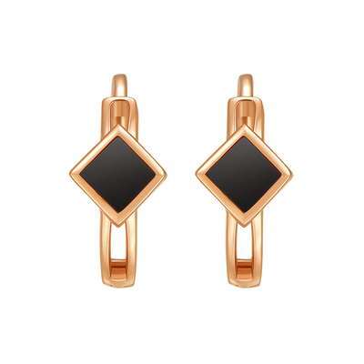 明牌珠宝18K金墨小方耳饰